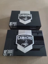 2 Camacho Triple Maduro Robusto Handmade Wood Silver & Black Glossy Cigar Boxes
