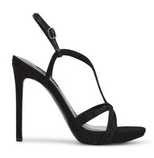*NIB* Nine West Ulliy 2 Black Rhinestone Stiletto Heel Sandal Size 10M
