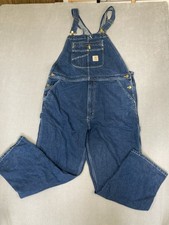 Carhartt Loose Fit Denim Bib Overalls 40x30 Blue Workwear OR4672-M