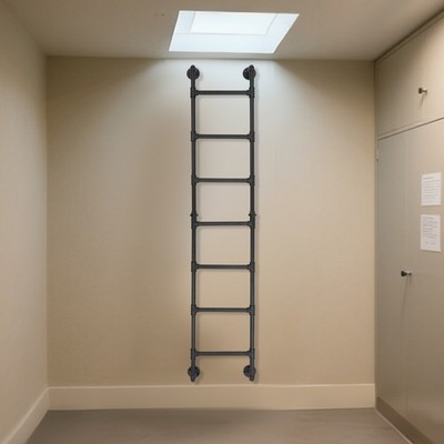 7-Rung Step Ladder Wall Mounted Ladder for Attic Bunk Bed Wall-Mounted Ladder