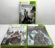 Xbox 360 Game Lot Bundle - Assassin's Creed 3, Revelations, Brotherhood - CIB
