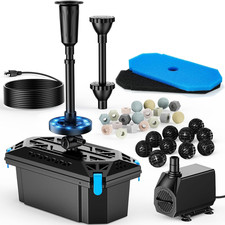 RGB Pond Filter with Pump Fountain Kits 660GPH Pond Filter Box with 40W Pond Pum