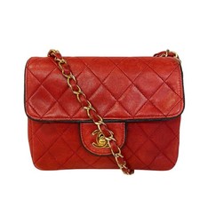CHANEL Mini Matelasse Chain Shoulder Bag Lambskin Red Women's GZl1cvv4
