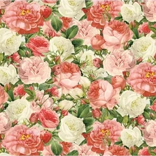 3 Yards Digital Cotton Fabric - David Textiles Cottage Rose Pink & Cream
