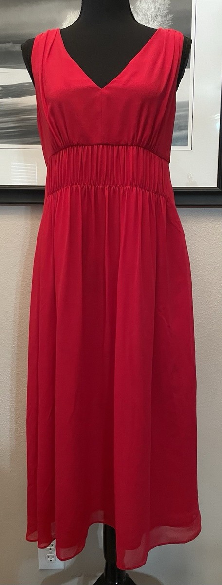 Sleeveless Dress Carnation Silk Dress Lk Bennett Dr Greca Red 100% Silk  Sleeveless Dress Size UK