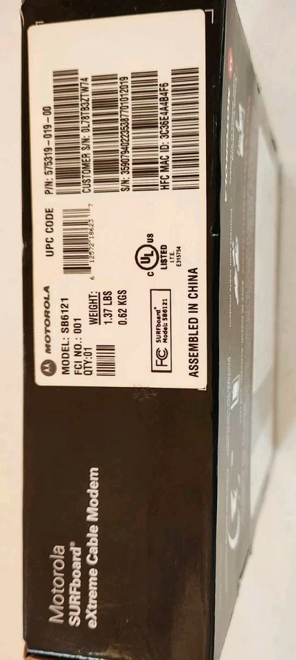 MOTOROLA eXtreme SURFboard SB6121 SB 6121 DOCSIS 3.0 CABLE MODEM (575319-019-00) - Image 2 of 4
