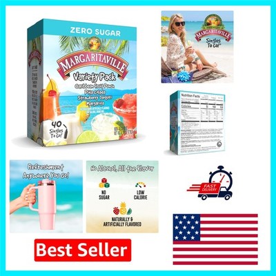 Margaritaville Singles To Go - 40 Single-Serving Low-Calorie Drink Mix Sticks