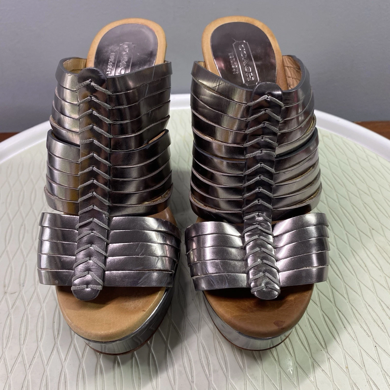 Tacchi alti cromati ufficiali Coach Bristol donna vedi foto "così come sono" tg.6