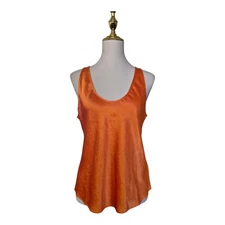 J.Crew Women’s Orange Satin Acetate Tank Top Size M Scoop Neck Sleeveless Blouse