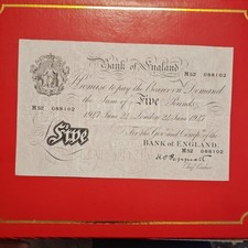 BANK OF ENGLAND Peppiat 1947 post WWII WHITE FIVE POUND BANK NOTE M52, Superb