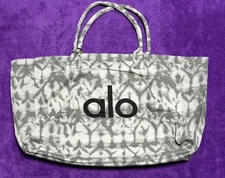 ALO Yoga Gray Tie-Dye Canvas Cotton Large Tote Bag For Travel & Gym Carry-On NWT