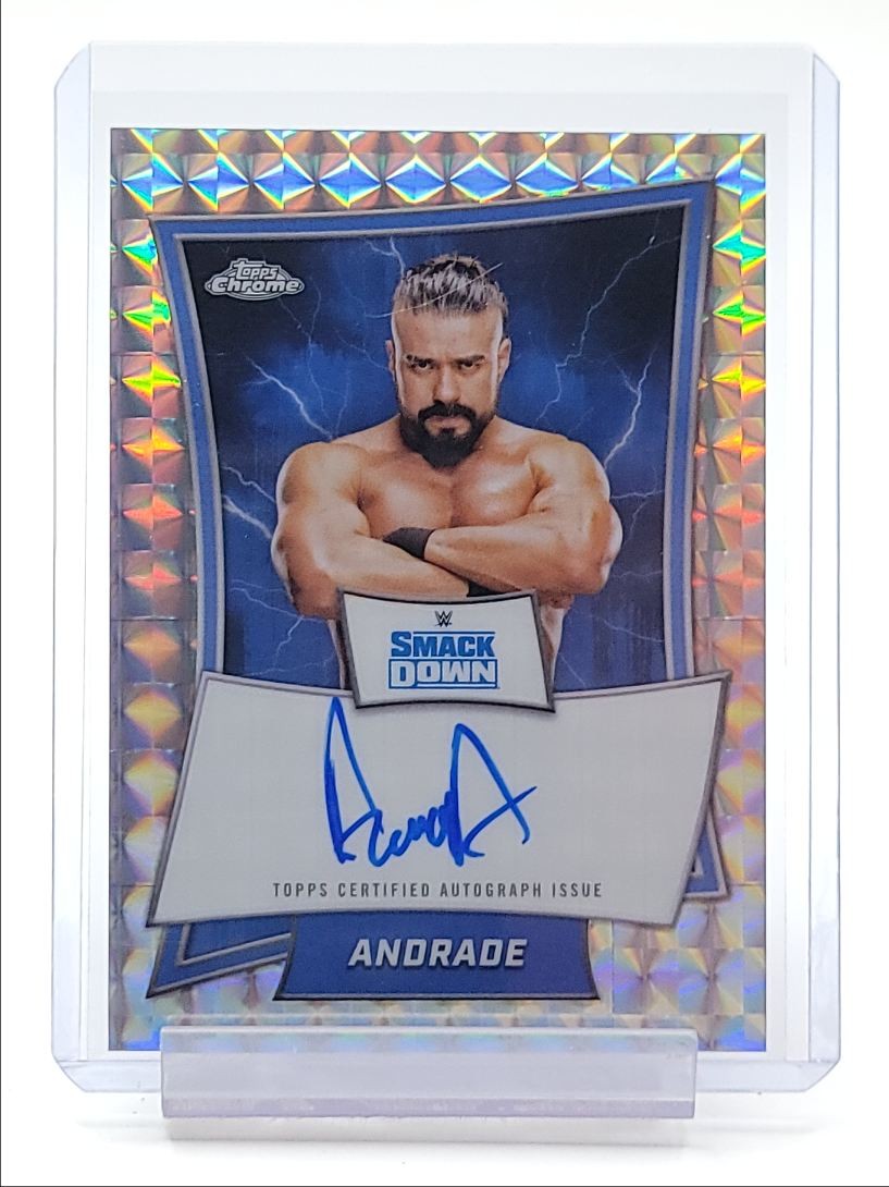 ANDRADE 2025 TOPPS CHROME WWE BLUE BRAND GEOMETRIC REFRACTOR AUTO Q4048