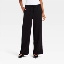 Women's Effortless Pull-On Pants - A New Day Black S  0050