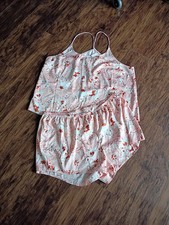 Women's XL Joyspun 2-piece Pajama Short Tank Set Floral Blush Ivory