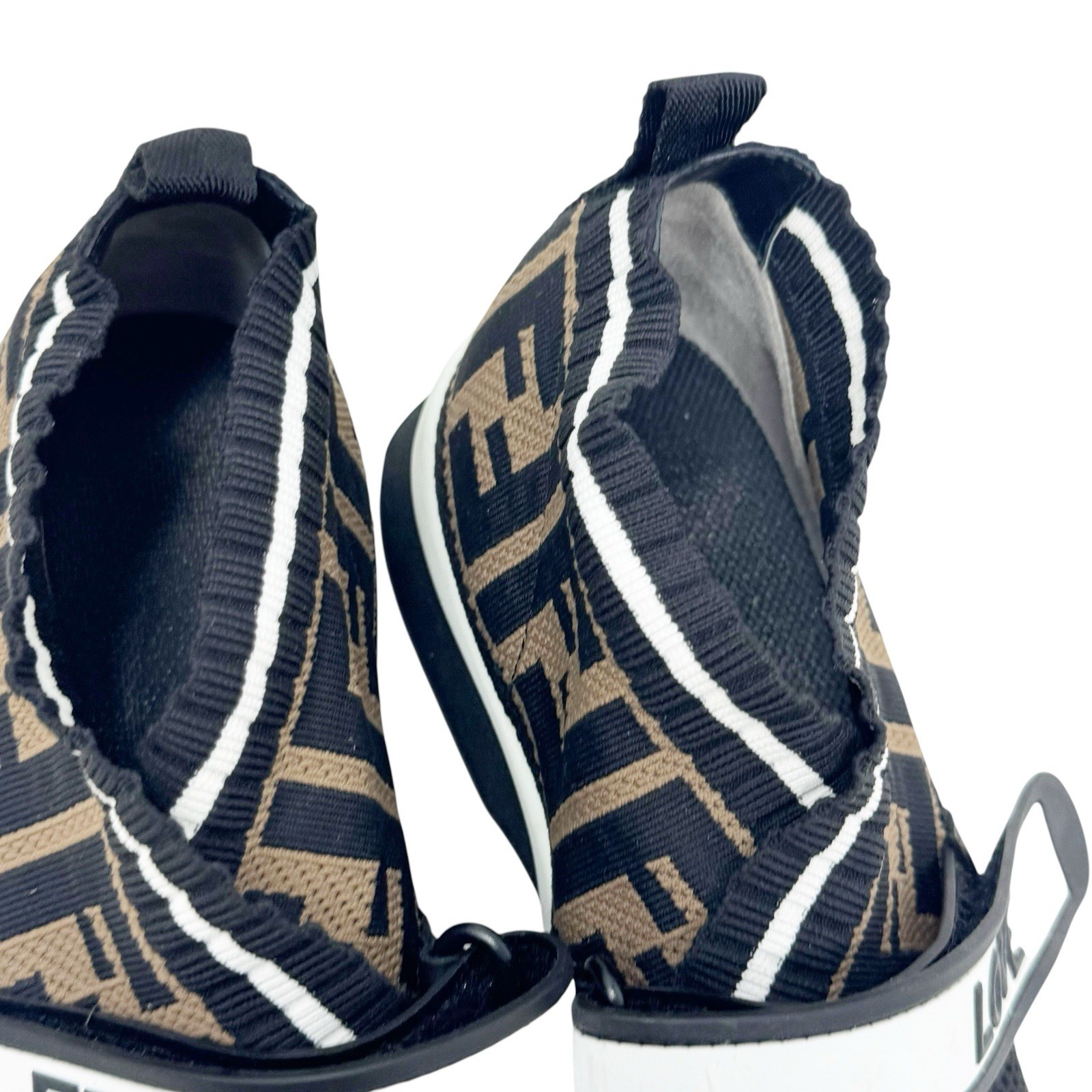 Fendi Women's Brown and Black Logo Rockoko FF Motif Inlay Sneakers Size 37 7 thumbnail 7