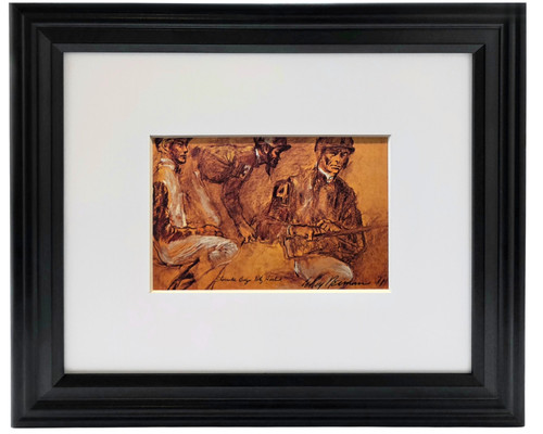 LEROY NEIMAN Jockeys Up Vintage 1974 Frame Matted Horse Racing Sports Art Print