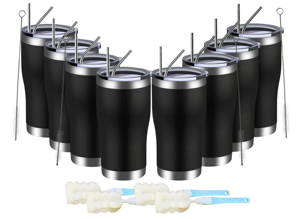 20oz Tumbler 8 Pack Double Wall Vacuum Insulated Travel Mug Bulk, Stainless S...