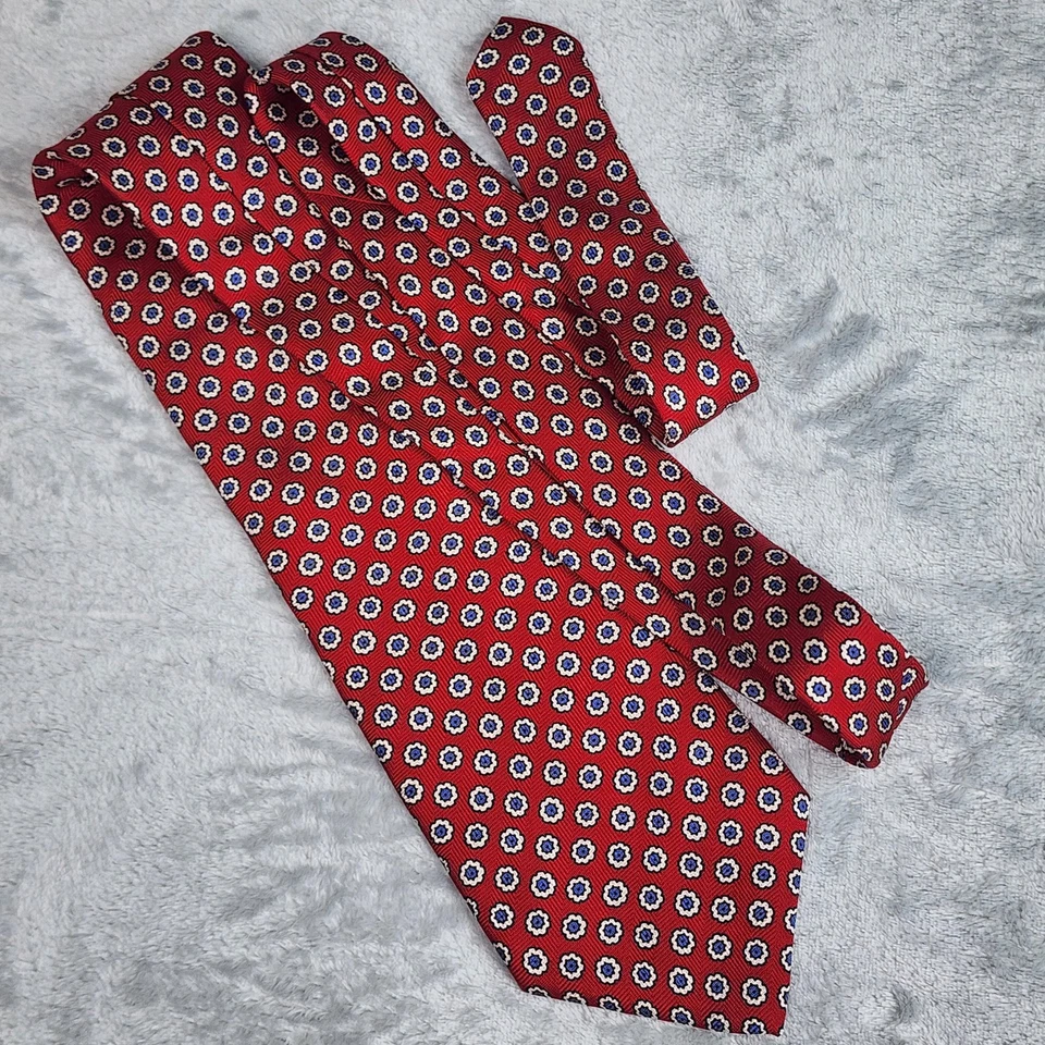 Corbata vintage Lauren Ralph Lauren roja azul floral 100 seda hecha en EE. UU. clásica para hombre Foto 3 de 4