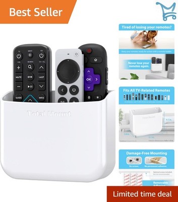 Hole-Free Remote Holder White Easy Installation Wall Mount for TV Remote Control