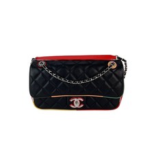 Chanel Lambskin Plexiglass Quilted Medium Cuba Color Flap Bag Women Blac One
