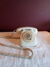 Automatic Electric White Rotary Dial Desk Telephone-Extra Long Cord Untested 