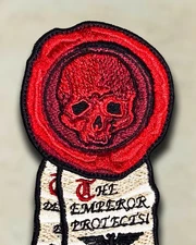 Grim Dark Skull Wax Seal and Litany Scroll of Purity Patch Hook