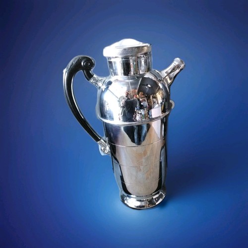 Vintage Art Deco Krome-Kraft Farber Bros NY Hammered Chrome Cocktail Pitcher