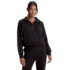 All in Motion Womens Black Active Comfort Cropped 1/2 Zip Fleece Pullover Size M