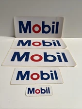 5 Vintage Mobil Oil Decals 12", 7" & 3" Gas Station Pump Race Car NOS!