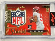 2023 Leaf GOLD ENCASED NFL SHIELD LOGO JERSEY PATCH BRYCE YOUNG # /87 Rookie