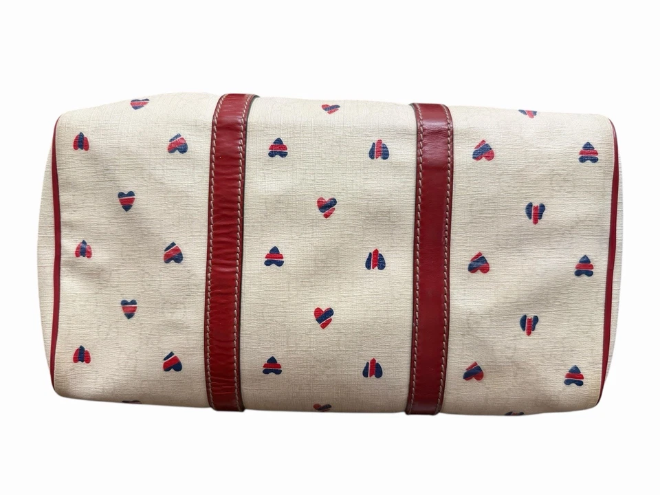 Auténtico Bolso Cartera Gucci Joy Boston Blanco Rojo Azul Corazón Recubierto Lona Foto 3 de 4