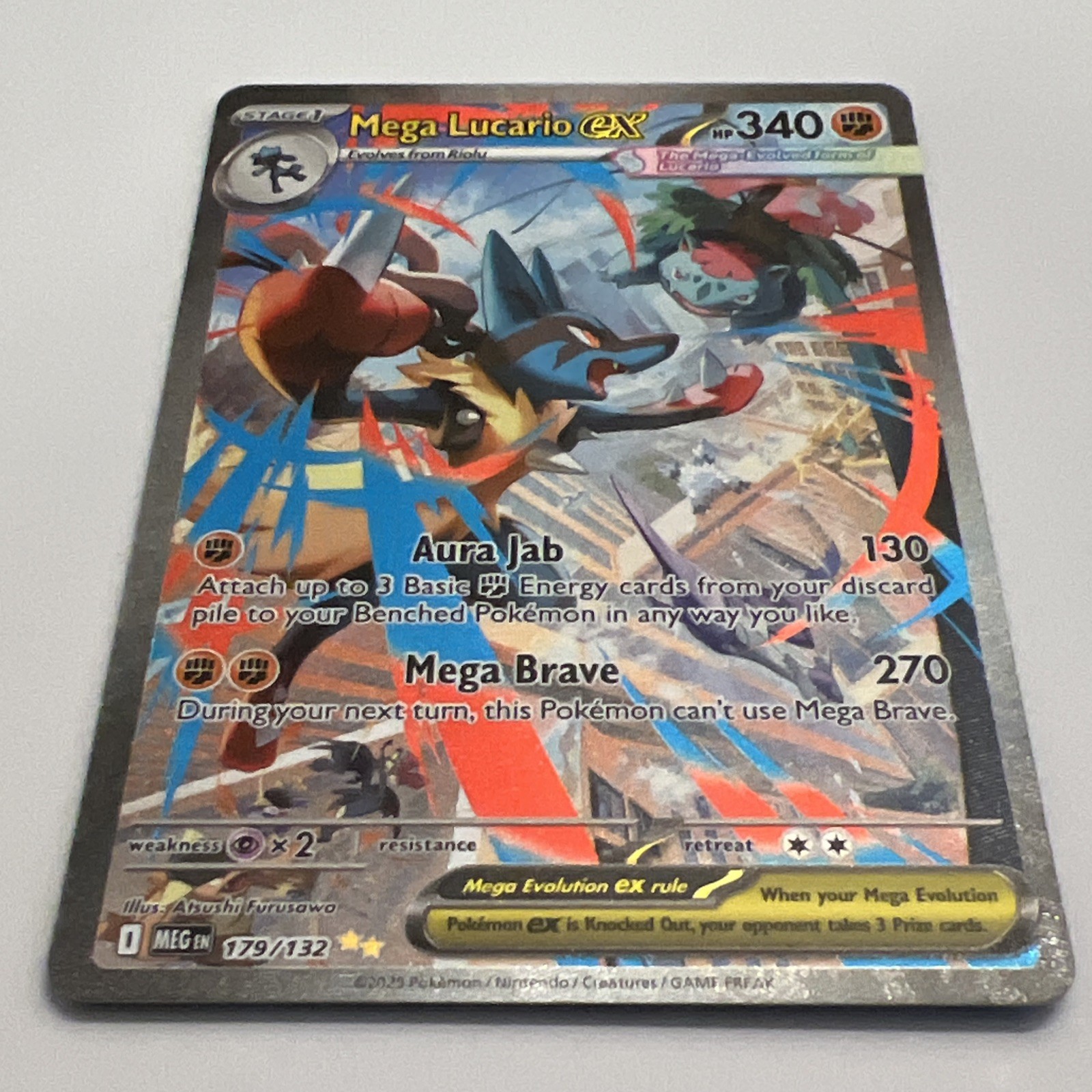 Mega Lucario ex 179/132 Mega Evolution Holo Near NM/LP Pokémon TCG PACK FRESH