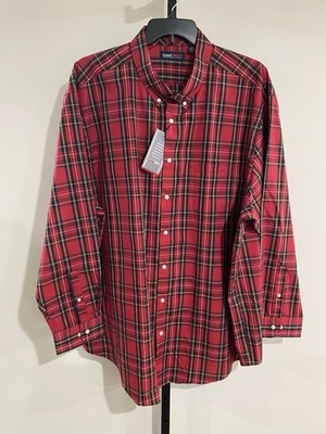 Travel Smart Men's Long Sleeve Shirt Red Plaid BIG TALL RED wrinkle free $69.50