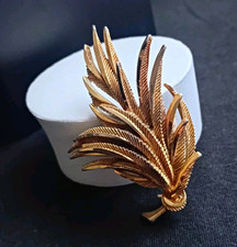 Vintage SPHINX Brosche Feder Goldfarben 50er ...