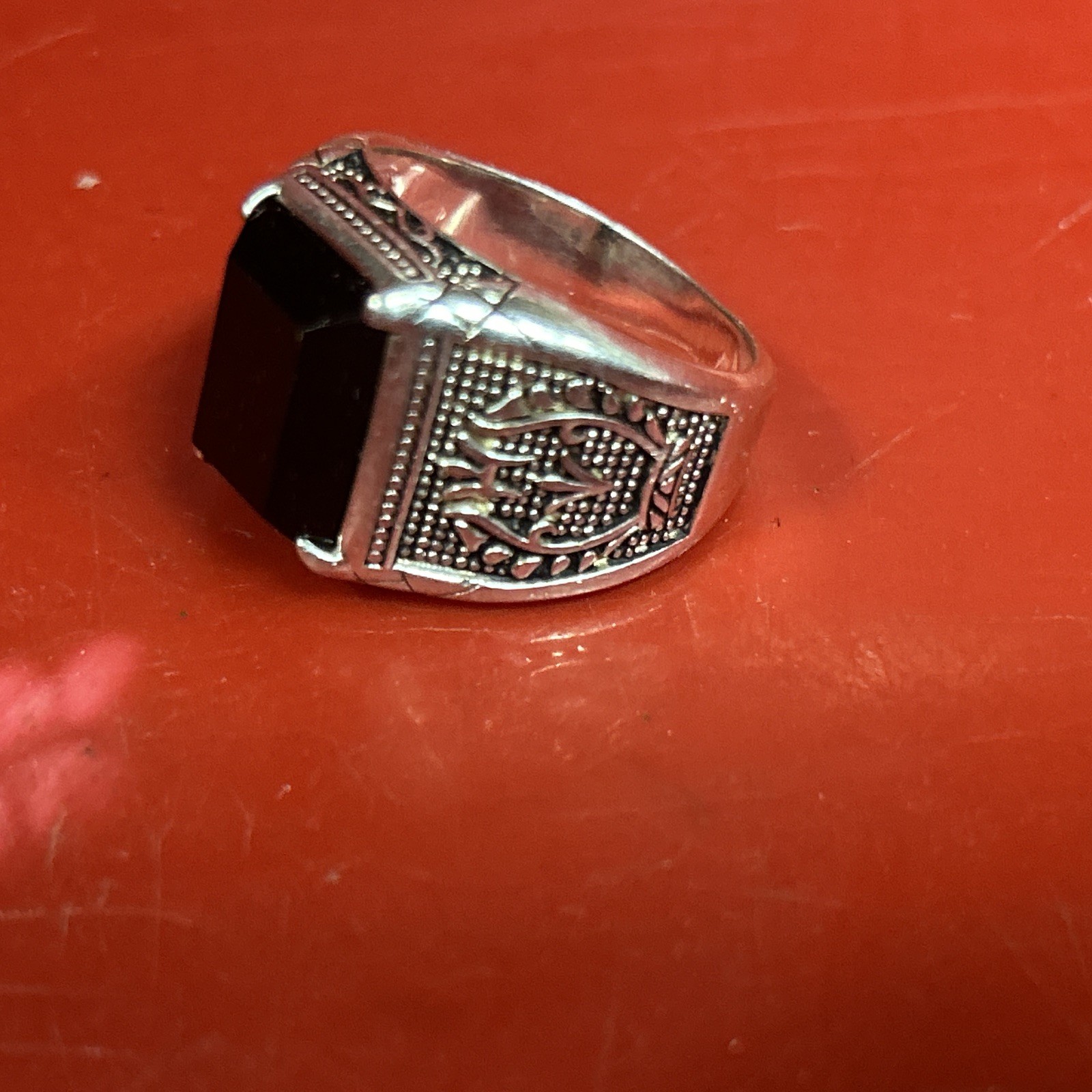 Black Obsidian Solid 925 Sterling Silver Empire o… - image 1