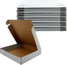 11x11x2 Inches Shipping Boxes Set of 25,White Corrugated Mailing Cardboard Box