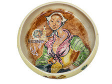 VINTAGE MARTIN BOYD HAND PAINTED WOMAN AUSTRALIAN POTTERY STUDIO LARGE BOWL DISH