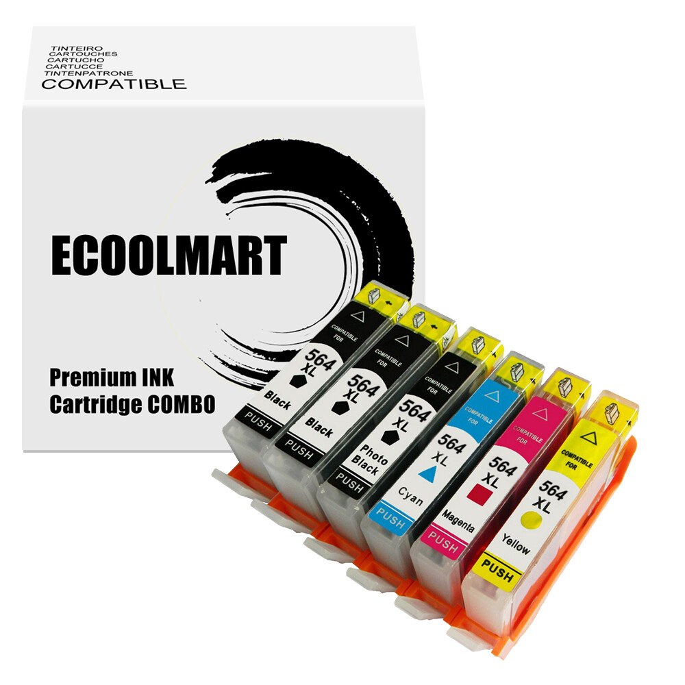 6PK Ink Cartridge replace for HP 564XL Photosmart C5370 C5388 C6350 D5445 B8550