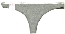 large - NWT Calvin Klein gray cotton thong panty logo 15 tag d152
