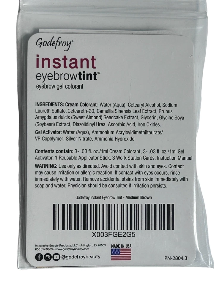 (2) Godefroy Instant Vibrant Eyebrow Tint Gel Cream Color Medium Brown Colorant - Image 4 of 4