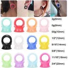 Silicone with Pearl Powder Ear Tunnels Gauges Plugs Saddle Earskin Expander 2Pcs
