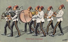 B034 Egypt Egyptian Concert Fanfare Drum Trumpets Natives Ethnic postcard