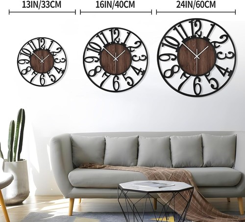 Große Wanduhren, leise, nicht tickend, batteriebetrieben rustikal rund modern - Bild 2 von 8