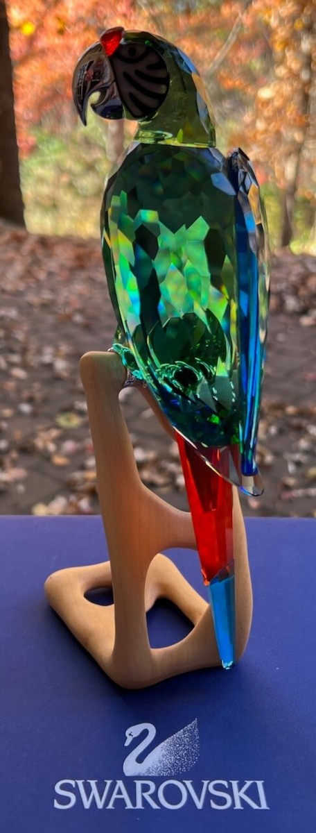 SWAROVSKI Crystal “Chrome Green Macaw” Parrot Bird Figurine