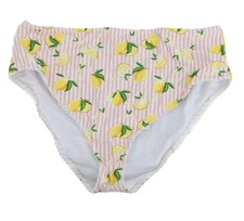 Unique Vintage Lemon Stripe Print Bikini Swim Bottoms Pink Plus Size 1X NWT