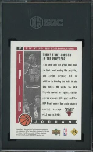 Cubierta superior retro 1999 #J7 Michael Jordan Epic Jordan SGC 10 gemas como nuevo - Bulls - Imagen 2 de 2