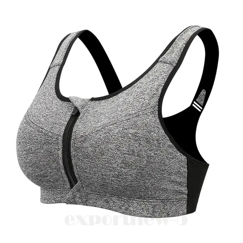 Damen Frontreißverschluss Sport Tank BH bequem & hautfreundlich Racerback Alltag - Bild 41 von 43