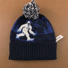 Old Navy Boys Size Small/Medium Blue Sweater-Knit Printed Pom-Pom Beanie NWT