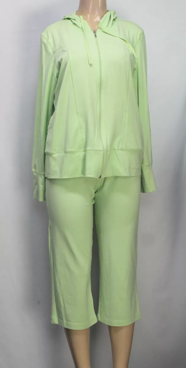 Danskin Now Women's 2Pc Set Capri Pants & Jacket Stretch Green