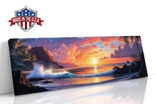 The Sunset Crashed in Gold Canvas Print for Home Decor, Wall Decor Art Poster